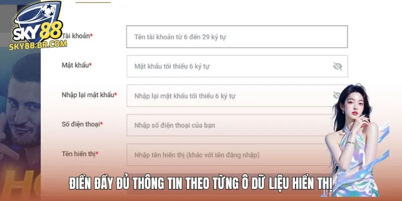 Điền đầy đủ thông tin theo từng ô dữ liệu hiển thị